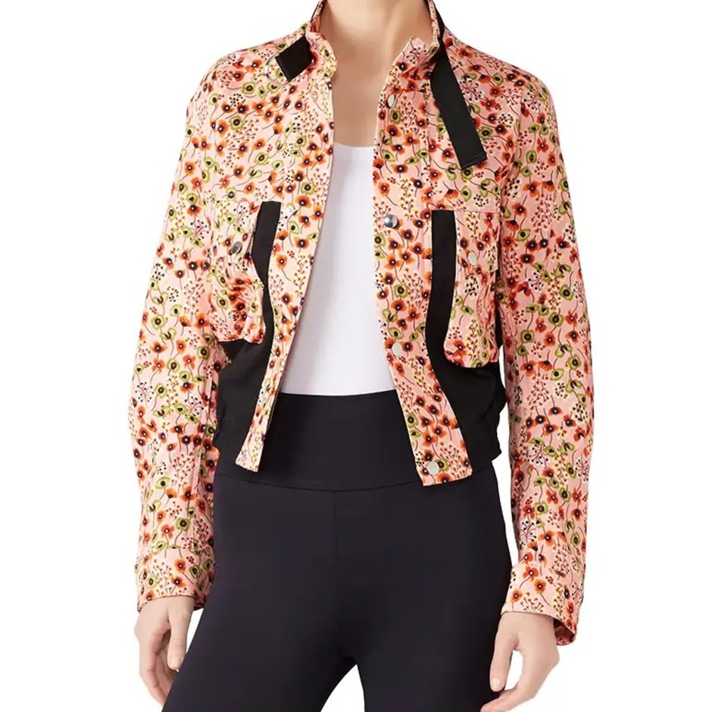 Atlein Cropped Floral Aviator Jacket